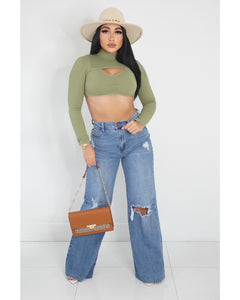 Zoey Ribbed Long Sleeve (Green)