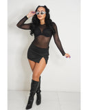 Black Slit Micro Mini Skirt