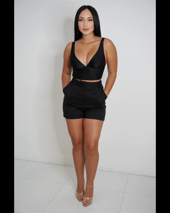 Dress Me Up or Down Shorts Black, Red, & White
