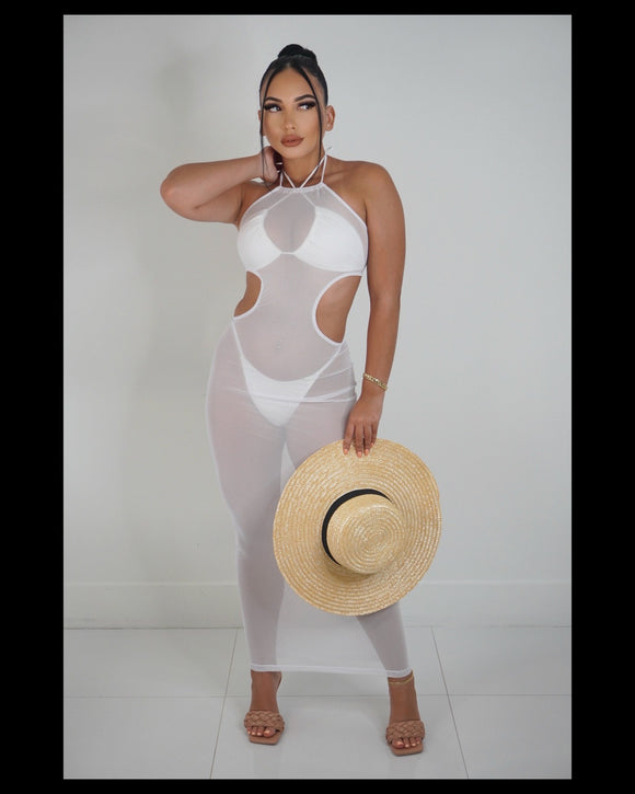 Hot Like Mesh Cover Up (White)