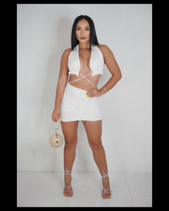 Hit The Club Up Mini Dress (White)