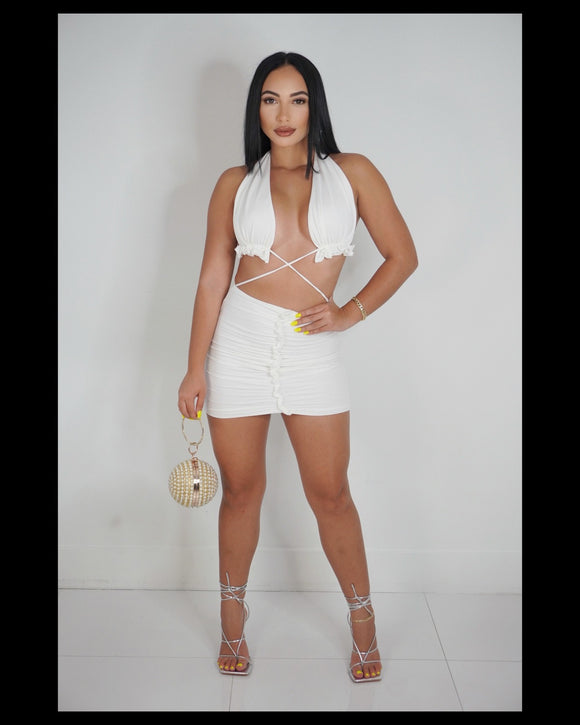 Hit The Club Up Mini Dress (White)