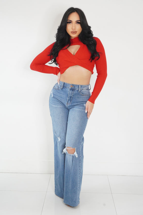 Material Girl Crop (Red)