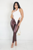 New Flame Leather Leggings (Burgundy)