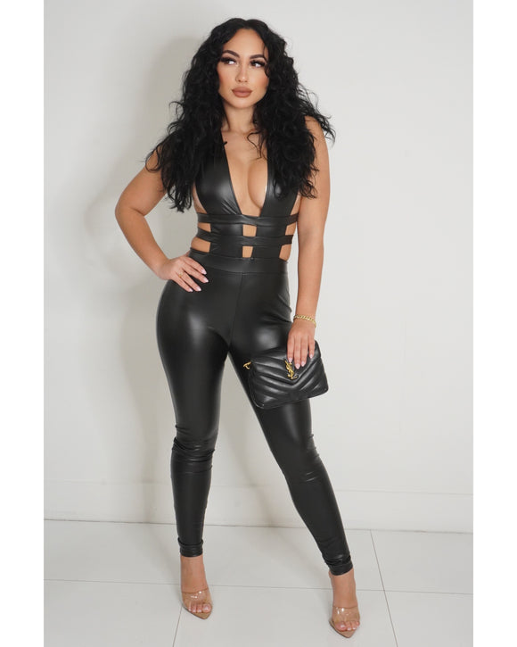 Back'n It Up Leather Jumpsuit