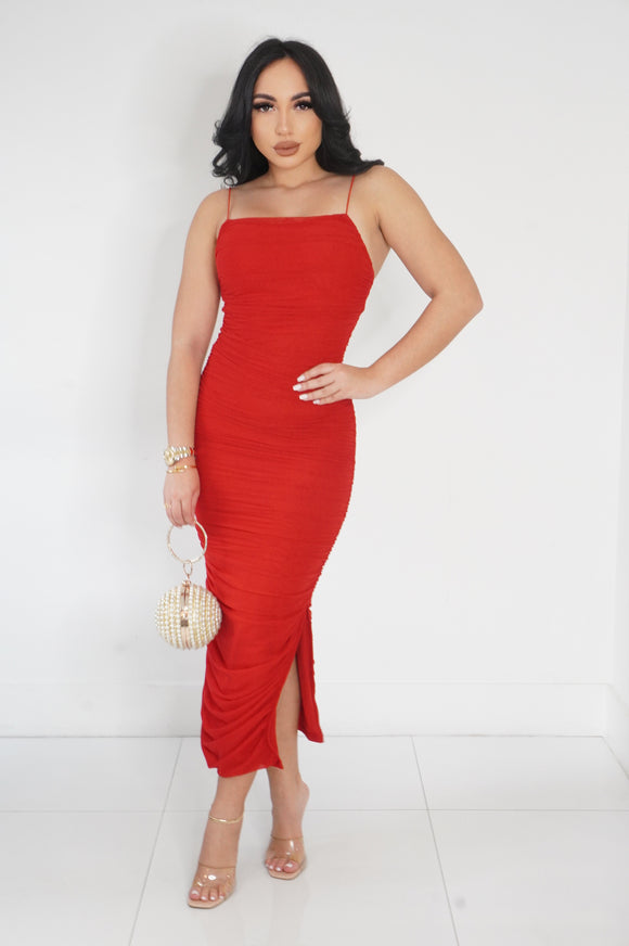 Impress Me Midi Dress (Red)