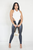 New Flame Leather Leggings (Blue)