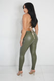 Hot Take Leather Jeans (Green)